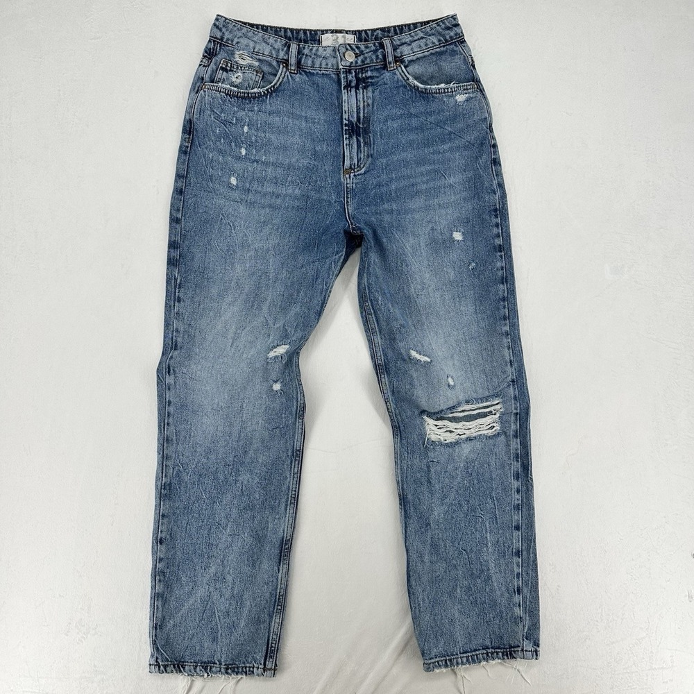 Free People We the Free Dakota Jeans Straight Leg Womens 31 Distressed Cotton